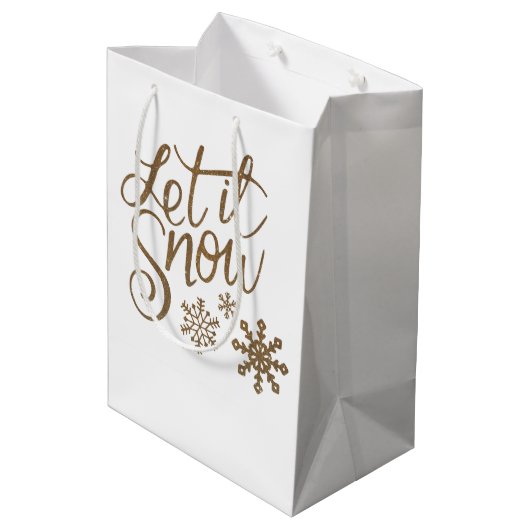 Laat het Sneeuw Kerstvakantie Gift Bag Medium Cadeauzakje (Achterkant Gekanteld)