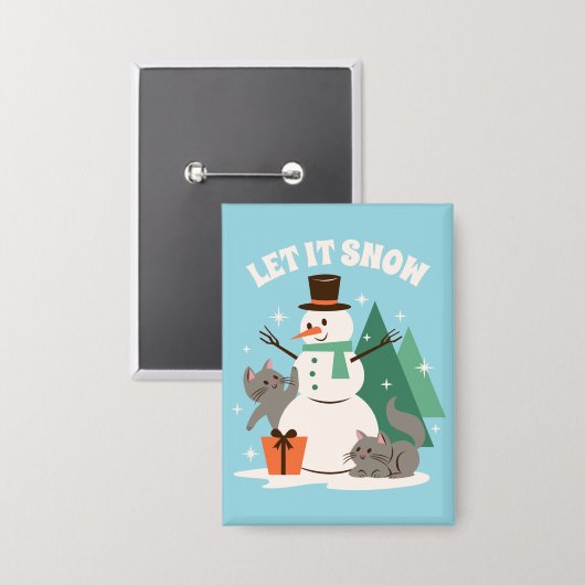 Laat het Sneeuw Kitty Cheer Knop Button (Voorkant / Achterkant)