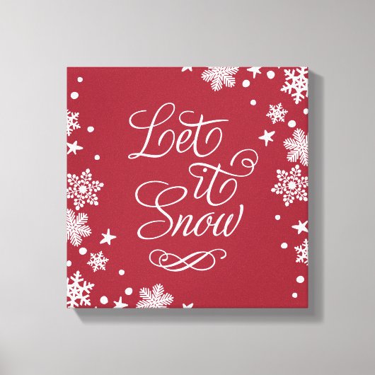 Laat het sneeuw-rode wintersneeuw-typografie canvas afdruk (Voorkant)