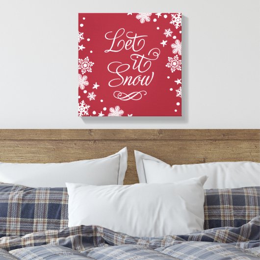 Laat het sneeuw-rode wintersneeuw-typografie canvas afdruk (Insitu (Slaapkamer))