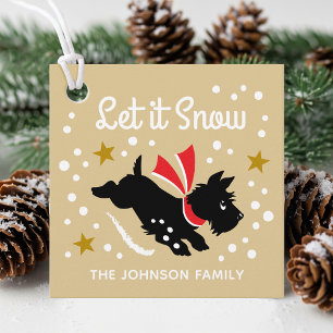 Laat het Sneeuw Schattige Scottie Dog Christmas Go Bedankjes Labels