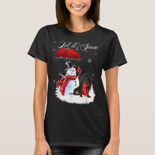Laat het sneeuw-Shirt dachshund en Snowman rukken T-shirt
