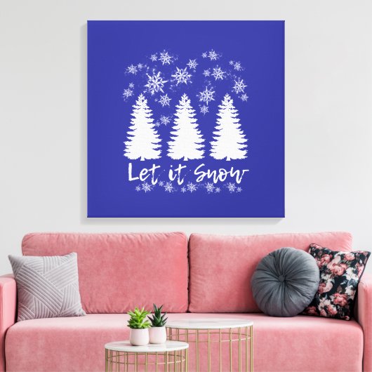 Laat het Sneeuw Stretched Canvas Print (Insitu (Woonkamer))