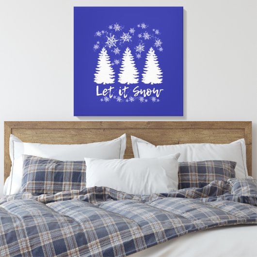 Laat het Sneeuw Stretched Canvas Print (Insitu (Slaapkamer))
