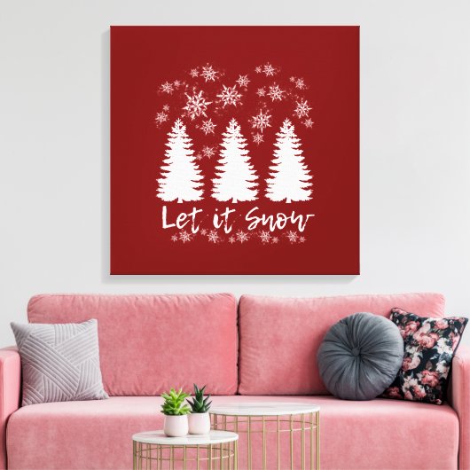 Laat het Sneeuw Stretched Canvas Print (Insitu (Woonkamer))