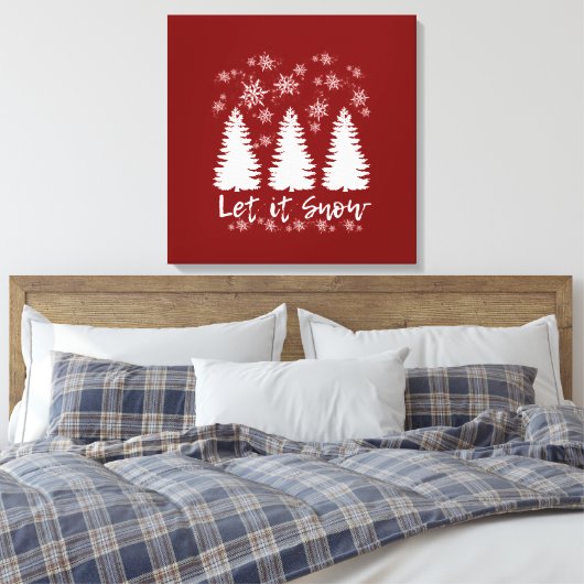 Laat het Sneeuw Stretched Canvas Print (Insitu (Slaapkamer))
