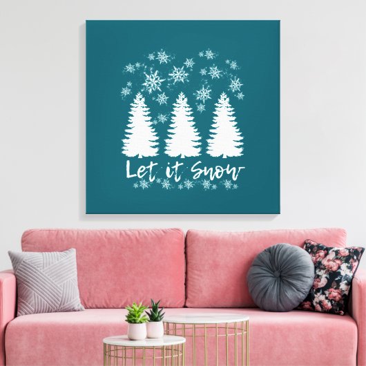 Laat het Sneeuw Stretched Canvas Print (Insitu (Woonkamer))
