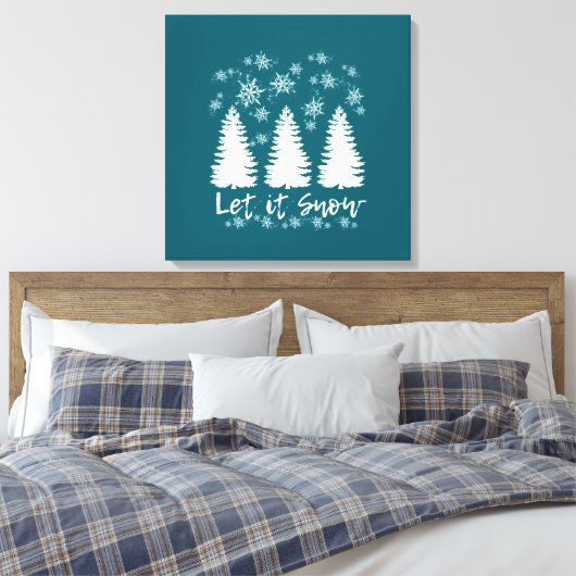Laat het Sneeuw Stretched Canvas Print (Insitu (Slaapkamer))