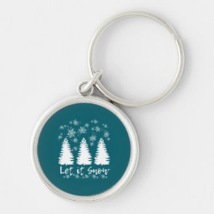Laat het Sneeuw Stretched Canvas Print Sleutelhanger