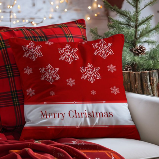 Laat het Sneeuw Vakantie Kussen, Rood Kussen (Red Let it Snow Holiday Throw Pillow)