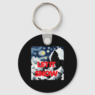 Laat het Sneeuw Winter Wonderland Art Creative Ski Sleutelhanger