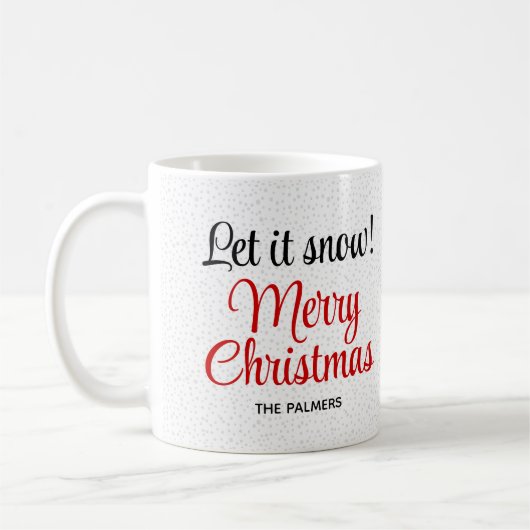 Laat het sneeuw winterscène Vrolijk kerstfeest Koffiemok (Links)