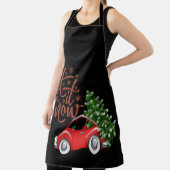 Laat het sneeuwauto met kerstboom schort (Insitu)