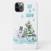 Laat het sneeuwbalblauw kerstboom Snowman Case-Mate iPhone Case (Achterkant)
