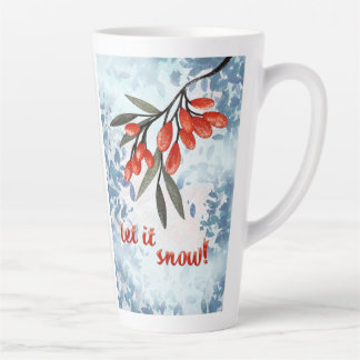 Laat het Sneeuwbessen – Whimsical Winter Kaart Latte Mok