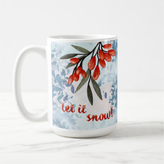 Laat het Sneeuwbessen – Whimsische Winter Kaart Koffiemok