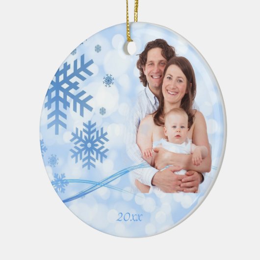 Laat het Sneeuwblauw Kerst Ornament (Links)