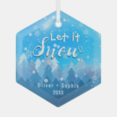 Laat het Sneeuwblauw Kristal Glas Ornament (Voorkant)