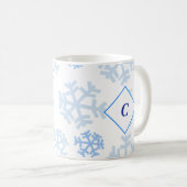 Laat het Sneeuwblauw Monogram Mok (Voorkant rechts)
