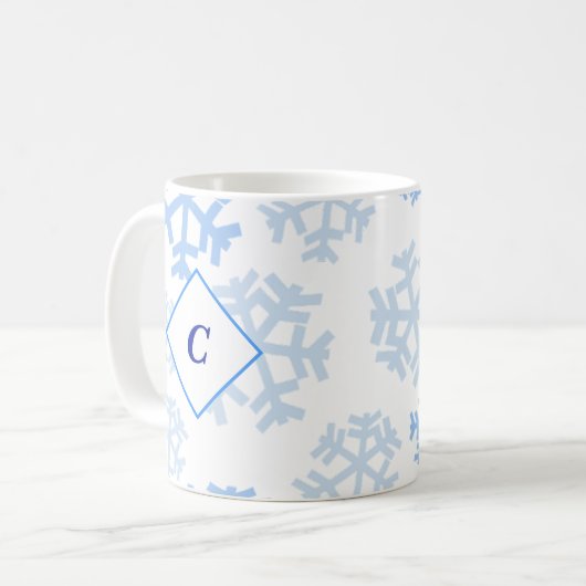 Laat het Sneeuwblauw Monogram Mok (Voorkant links)