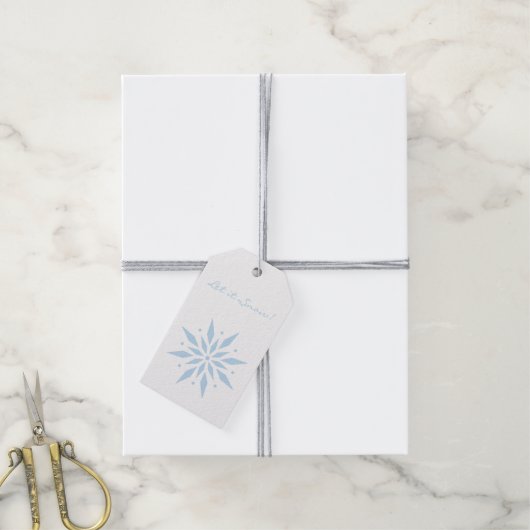 Laat het sneeuwblauw Snowflake Cadeaulabel (Met Touw)