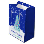Laat het sneeuwblauwe kerstboom vakantie medium cadeauzakje (Achterkant Gekanteld)