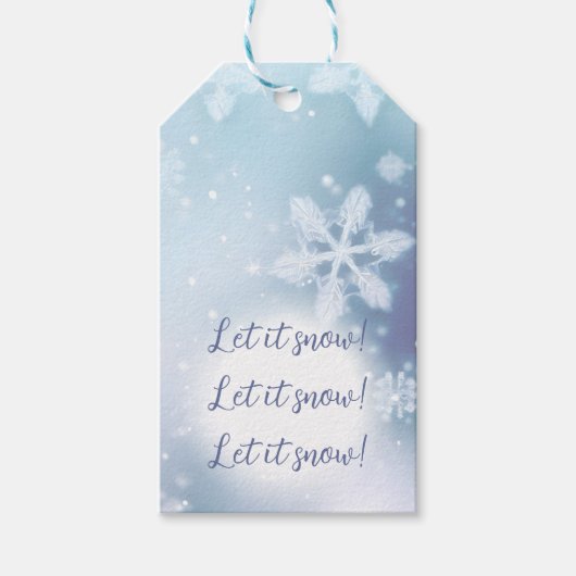 Laat het sneeuwblauwe sneeuwvlok vakantie cadeaulabel (Voorkant)