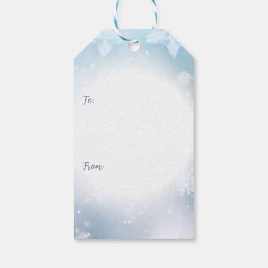Laat het sneeuwblauwe sneeuwvlok vakantie cadeaulabel (Achterkant)