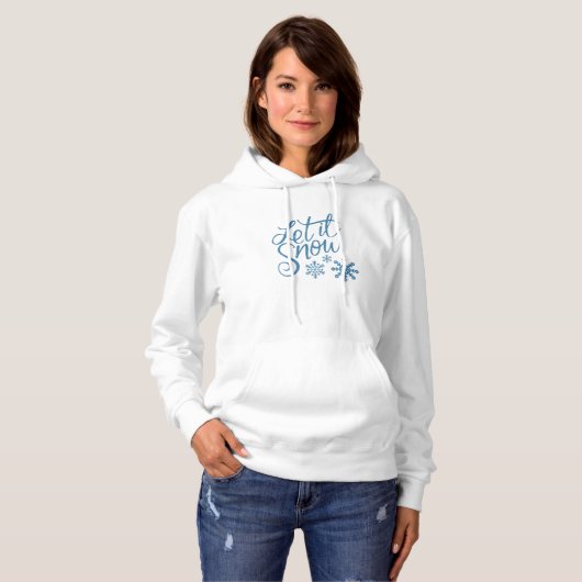 Laat het sneeuwblauwe sneeuwvlokken winter / Kerst Hoodie (Voorkant volledig)