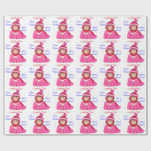 Laat het sneeuwblauwogig meisje roze Pom-Pom Pet Cadeaupapier (Vlak)