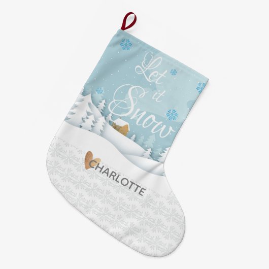 Laat het sneeuwboomkruid het landschap opvlammen grote kerstsok (Voorkant (Hangend))