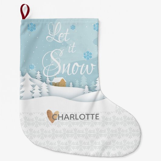 Laat het sneeuwboomkruid het landschap opvlammen grote kerstsok (Voorkant)