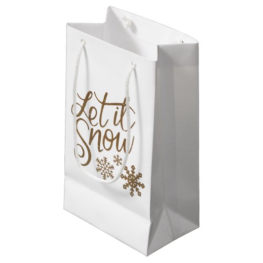 Laat het sneeuwde geschenkzak klein cadeauzakje (Voorkant Gekanteld)
