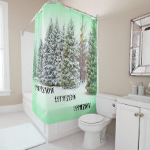 Laat het sneeuwden Pine Trees Green Glow Winter Sc