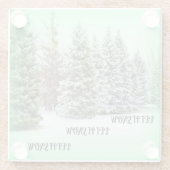 Laat het sneeuwden Pine Trees Green Glow Winter Sc Glazen Onderzetter (Achterkant)