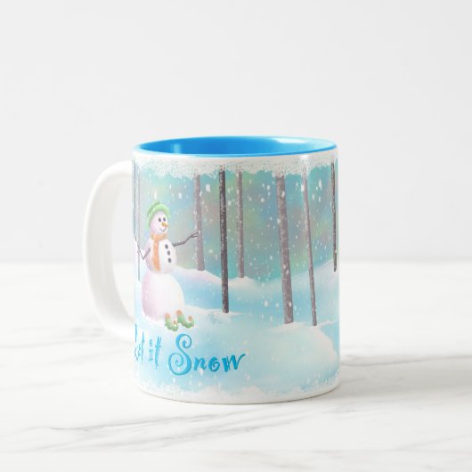 "Laat het sneeuwen" 11 oz Snowman Mok (Voorkant links)