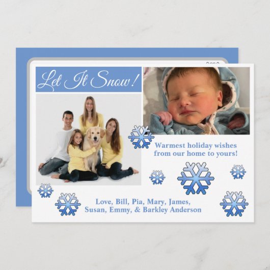 Laat het sneeuwen! 2 Foto Kerst Kaart (Voorkant / Achterkant)