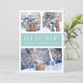 Laat het sneeuwen | 3 Foto Collage Vakantie Feestdagenkaart (Staand voorkant)