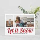 Laat het sneeuwen 3 Foto met kerstmis Kaart (Staand voorkant)