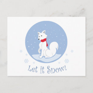 Laat het sneeuwen! (Arctische vos) Feestdagenkaart