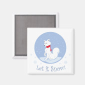 Laat het sneeuwen! (Arctische vos) Magneet (Voorkant / Achterkant)