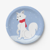 Laat het sneeuwen! (Arctische vos) Papieren Bordje (Voorkant)