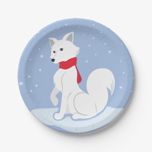 Laat het sneeuwen! (Arctische vos) Papieren Bordje (Voorkant)