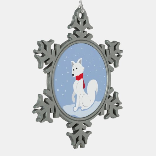 Laat het sneeuwen! (Arctische vos) Tin Sneeuwvlok Ornament (Links)