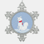 Laat het sneeuwen! (Arctische vos) Tin Sneeuwvlok Ornament (Voorkant)