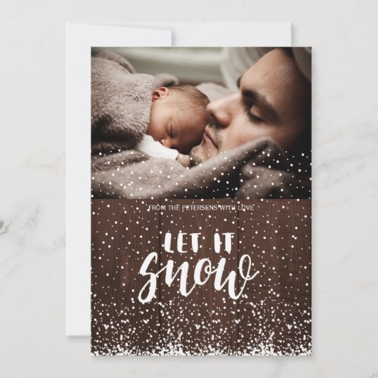 Laat het sneeuwen barnwood wit vallende sneeuwvlok feestdagenkaart (Voorkant)