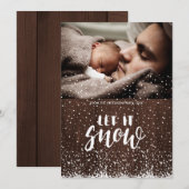 Laat het sneeuwen barnwood wit vallende sneeuwvlok feestdagenkaart (Voorkant / Achterkant)
