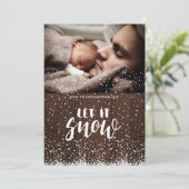 Laat het sneeuwen barnwood wit vallende sneeuwvlok feestdagenkaart (Staand voorkant)