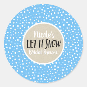 Laat het sneeuwen Blauw Witte Sneeuw Winter Kadoot Ronde Sticker
