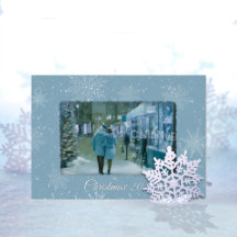 Laat het Sneeuwen Blauwe Folie Kerstkaart